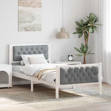 Bedframe met hoofdeinde Lichtgrijs 90 x 200 cm Stof