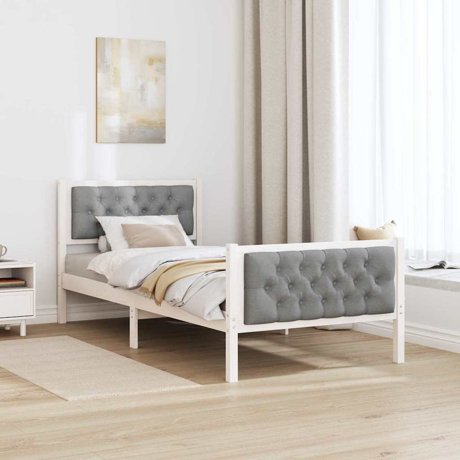 Bedframe met hoofdeinde Lichtgrijs 90 x 200 cm Stof
