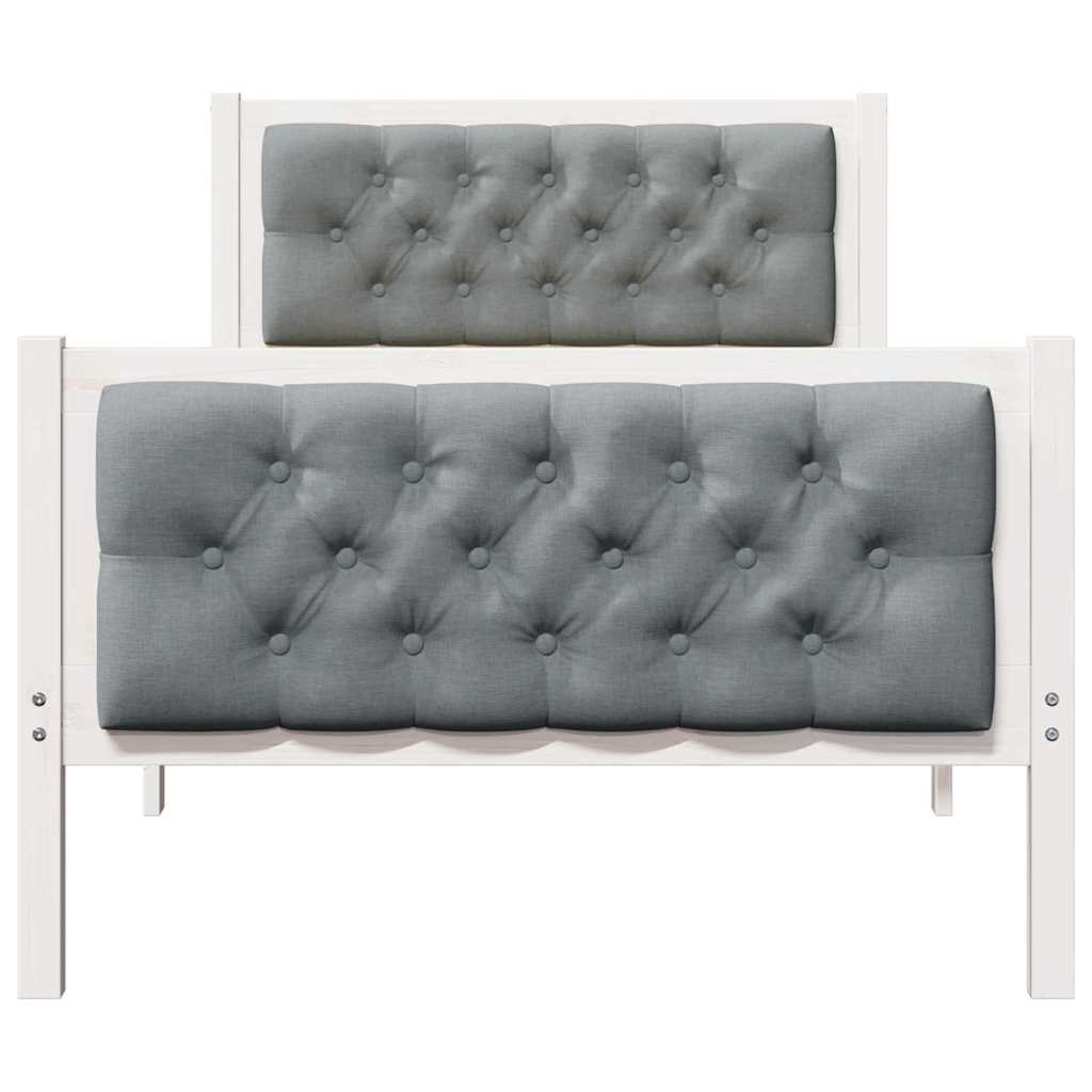Bedframe met hoofdeinde Lichtgrijs 90 x 200 cm Stof