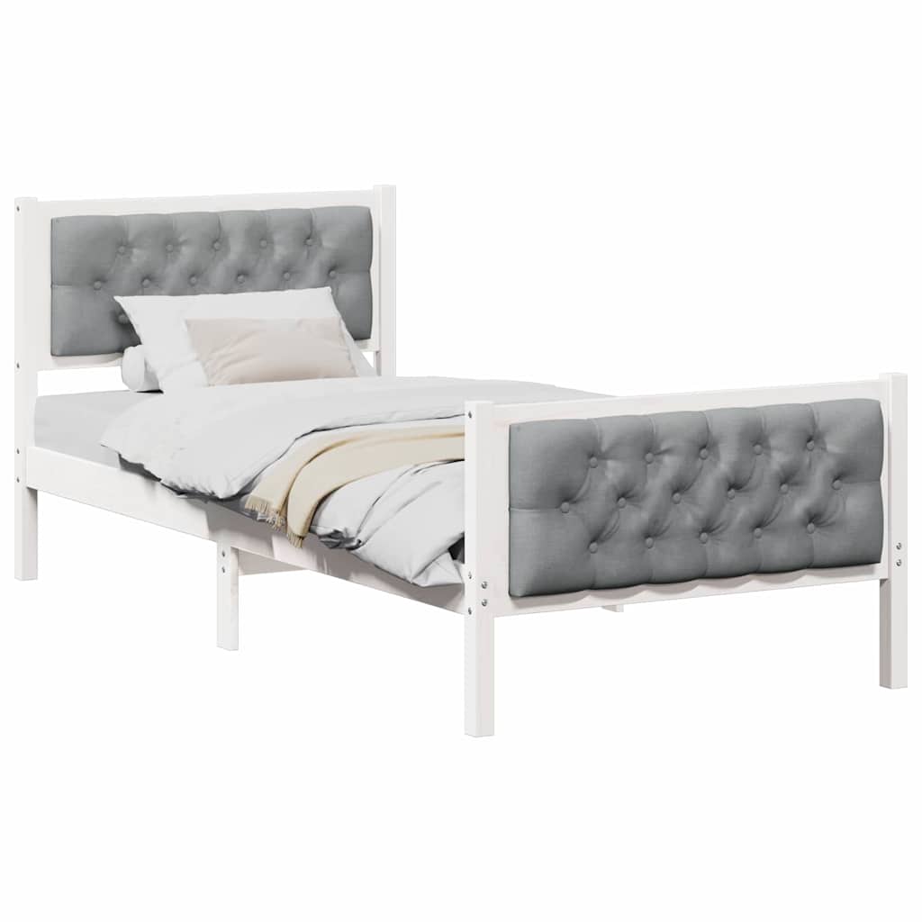 Bedframe met hoofdeinde Lichtgrijs 90 x 200 cm Stof