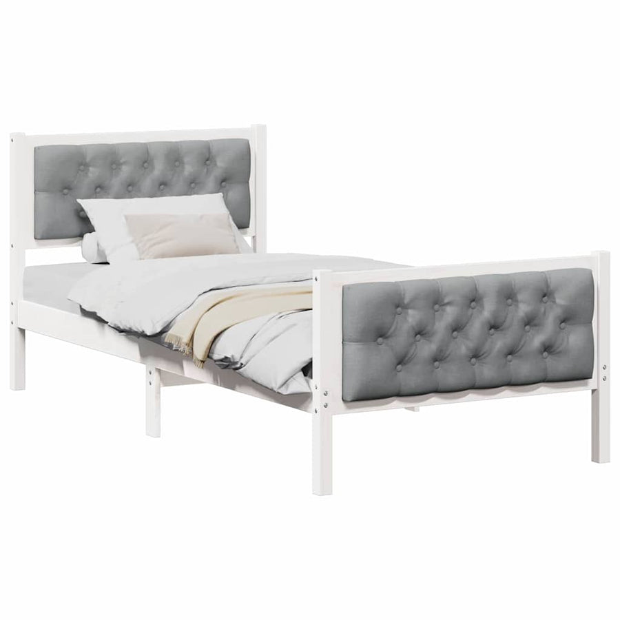Bedframe met hoofdeinde Lichtgrijs 90 x 200 cm Stof