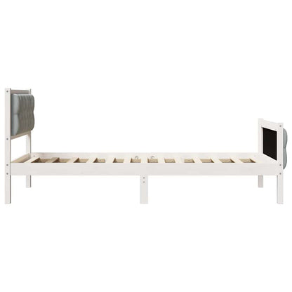 Bedframe met hoofdeinde Lichtgrijs 90 x 200 cm Stof