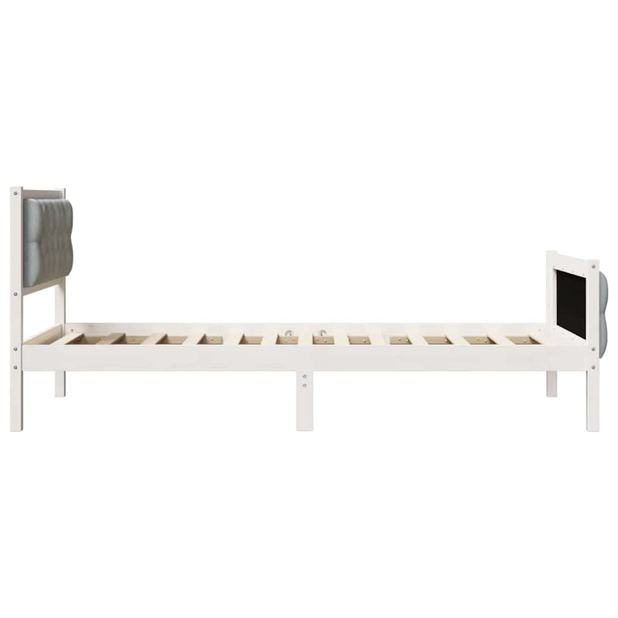 Bedframe met hoofdeinde Lichtgrijs 90 x 200 cm Stof
