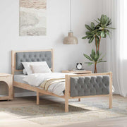 Bedframe 80x200 cm lichtgrijs stof massief grenenhout
