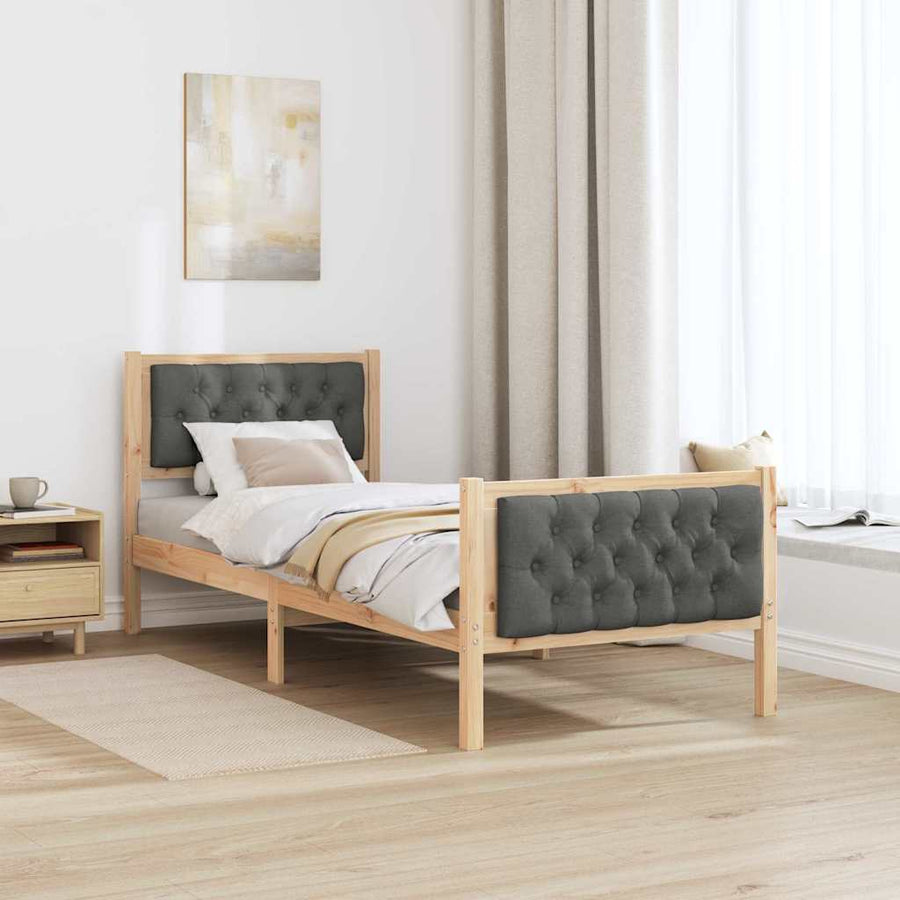 Bedframe met hoofdeinde Donkergrijs 80 x 200 cm Stof