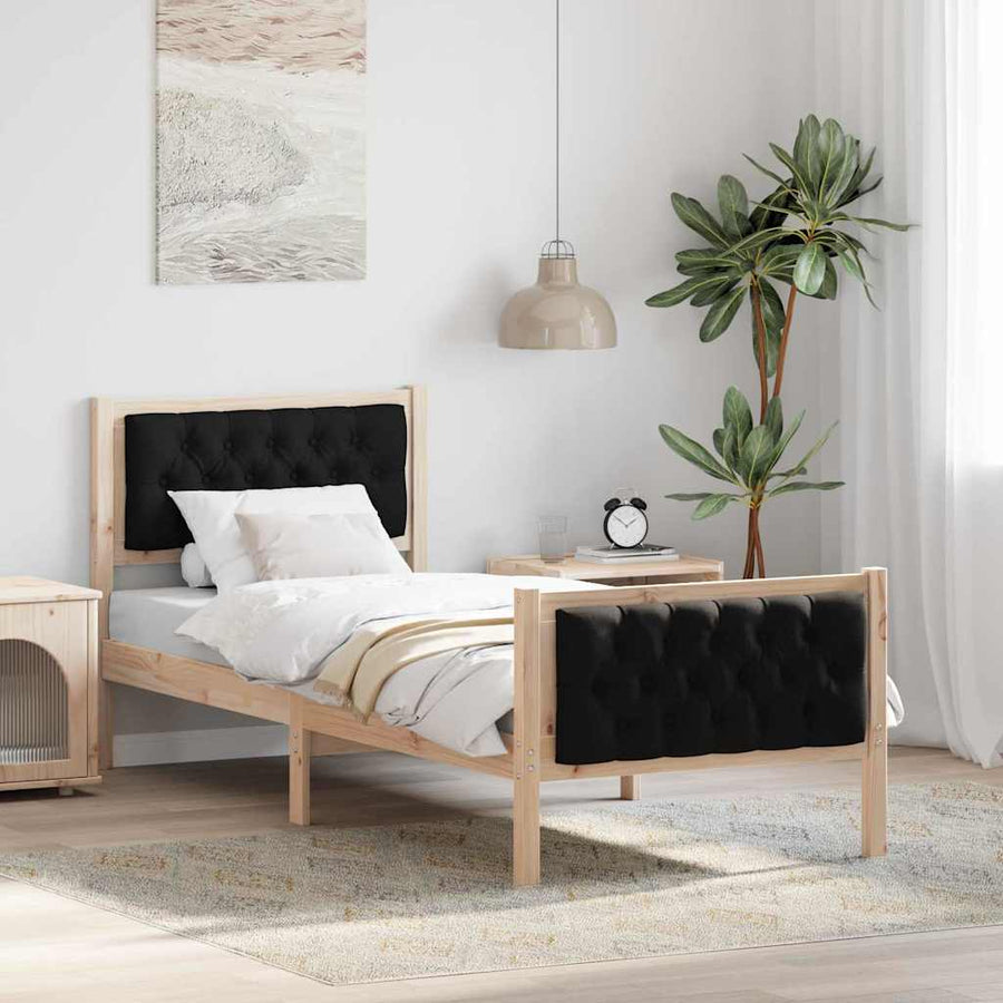 Bedframe met hoofdeinde Zwart 80 x 200 cm Stof