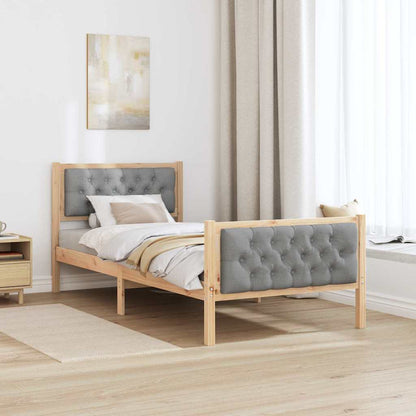 Bedframe met hoofdeinde Lichtgrijs 90 x 190 cm Stof