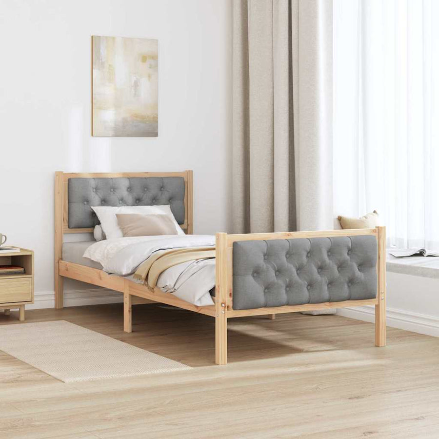 Bedframe met hoofdeinde Lichtgrijs 90 x 190 cm Stof