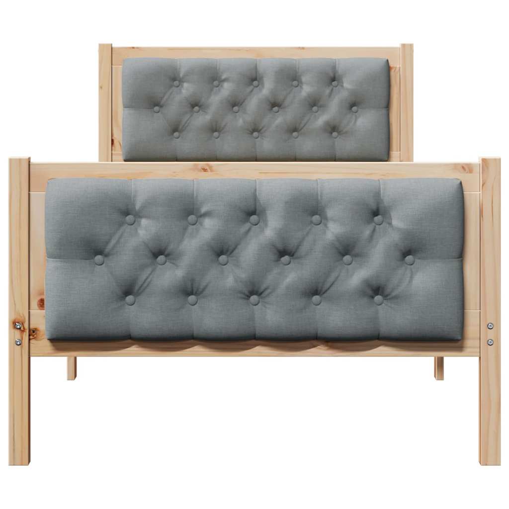 Bedframe met hoofdeinde Lichtgrijs 90 x 190 cm Stof