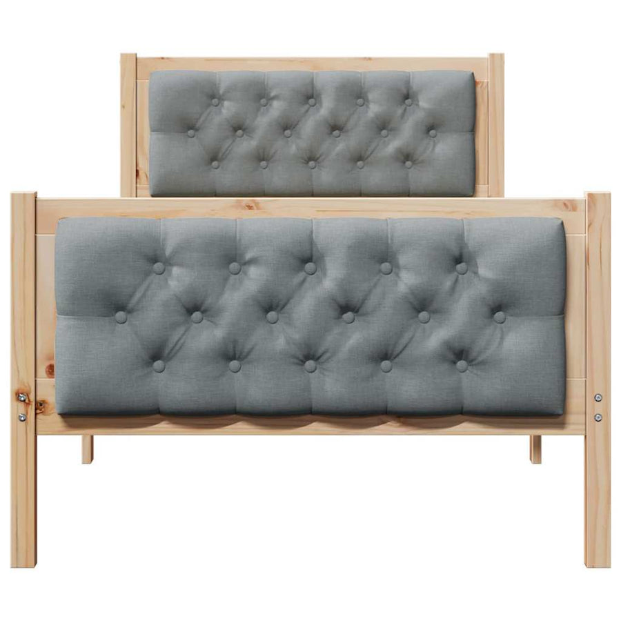 Bedframe met hoofdeinde Lichtgrijs 90 x 190 cm Stof