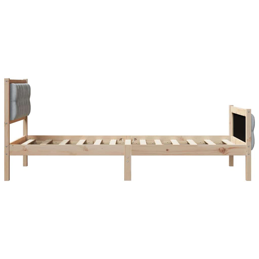 Bedframe met hoofdeinde Lichtgrijs 90 x 190 cm Stof