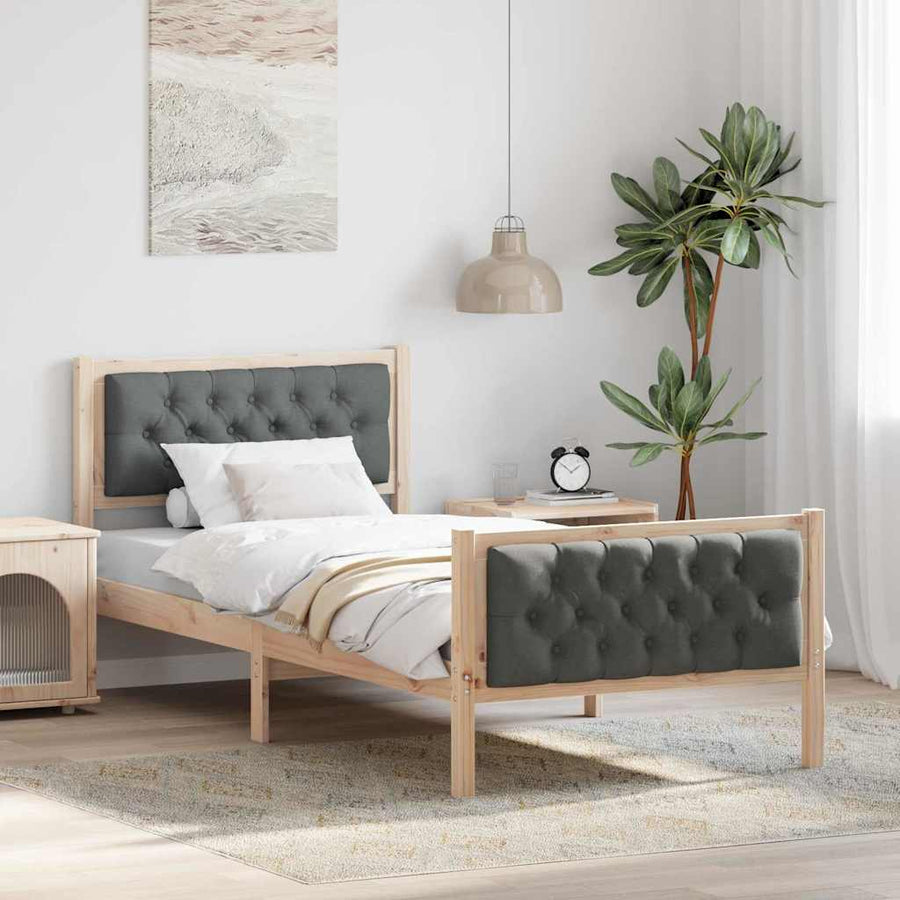 Bedframe met hoofdeinde Donkergrijs 90 x 190 cm Stof