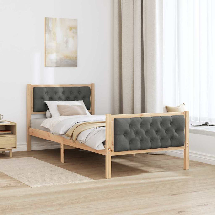Bedframe met hoofdeinde Donkergrijs 90 x 190 cm Stof