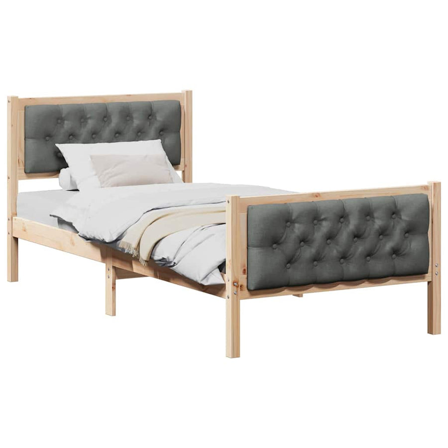 Bedframe met hoofdeinde Donkergrijs 90 x 190 cm Stof