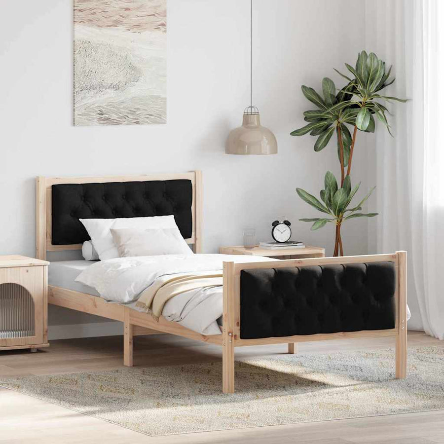 Bedframe met hoofdeinde Zwart 90 x 190 cm Stof