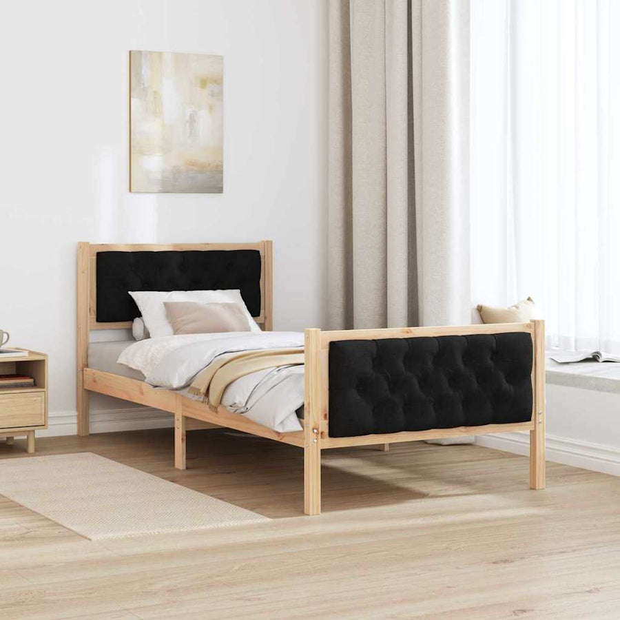 Bedframe met hoofdeinde Zwart 90 x 190 cm Stof