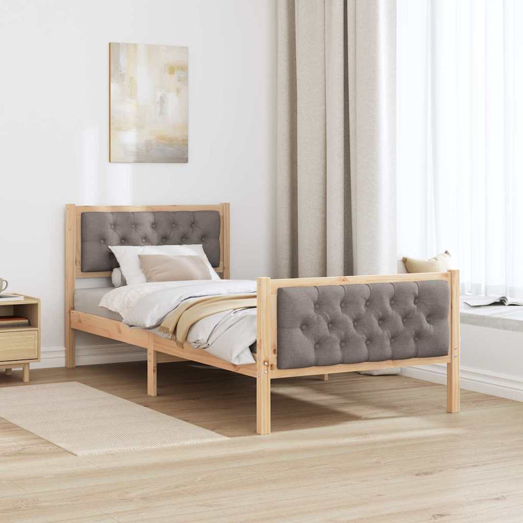 Bedframe met hoofdeinde Taupe 90 x 190 cm Stof