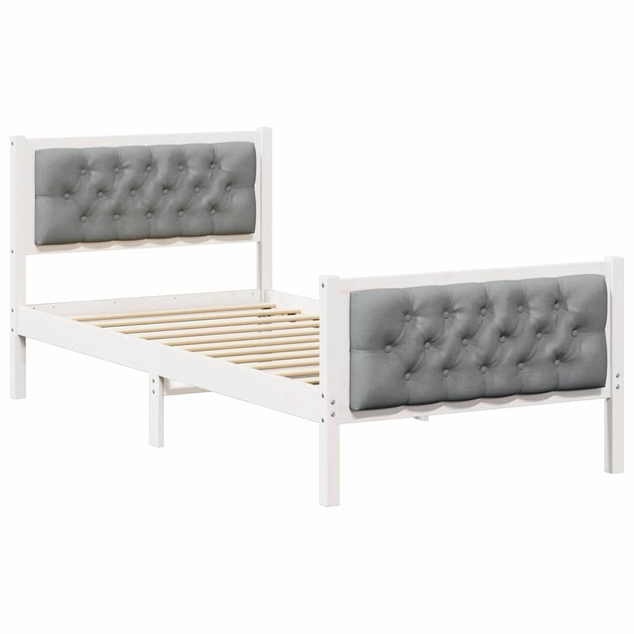 Bedframe met hoofdeinde Lichtgrijs 90 x 190 cm Stof