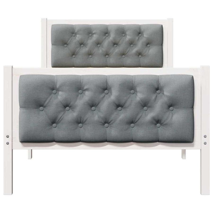 Bedframe met hoofdeinde Lichtgrijs 90 x 190 cm Stof