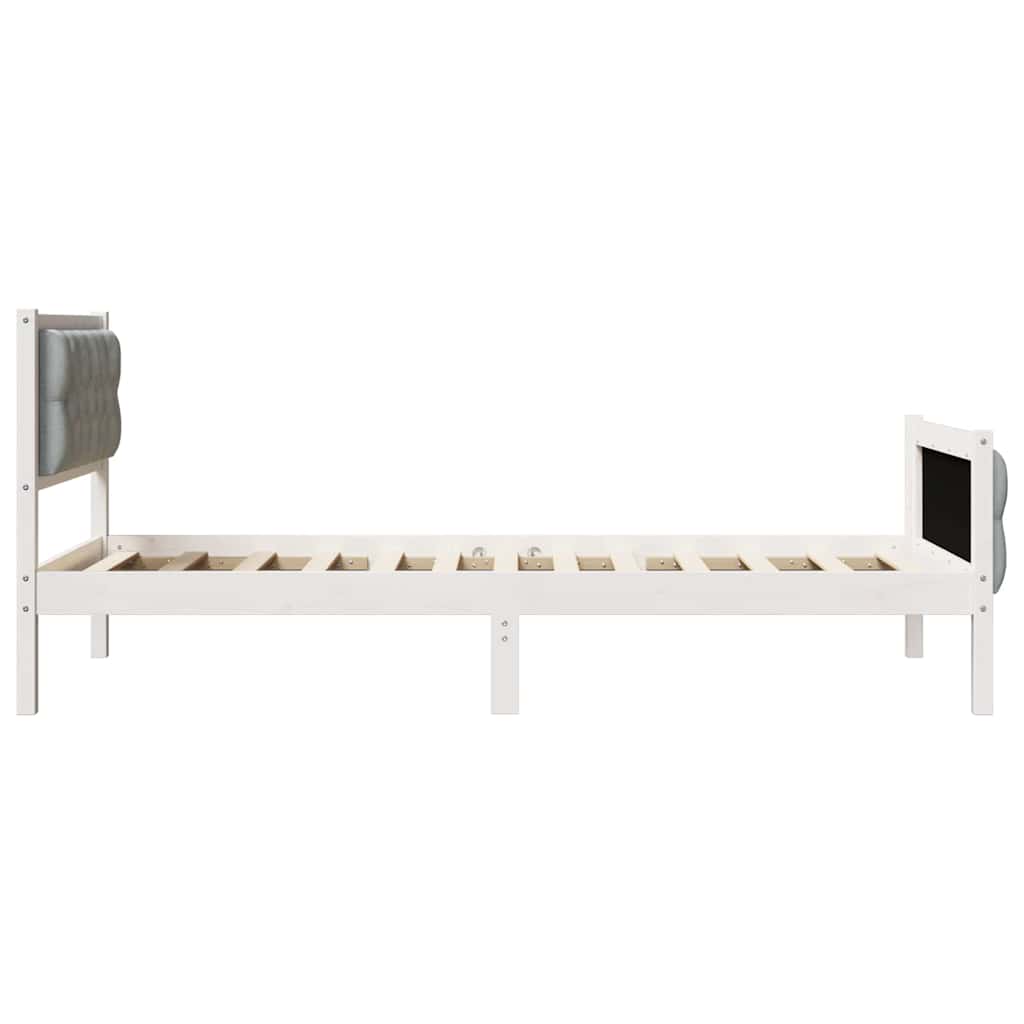 Bedframe met hoofdeinde Lichtgrijs 90 x 190 cm Stof