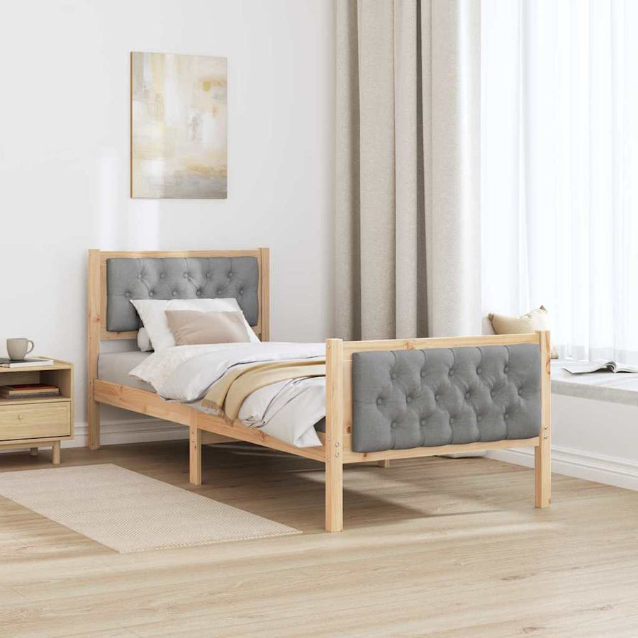 Bedframe met hoofdeinde Lichtgrijs 75 x 190 cm Stof
