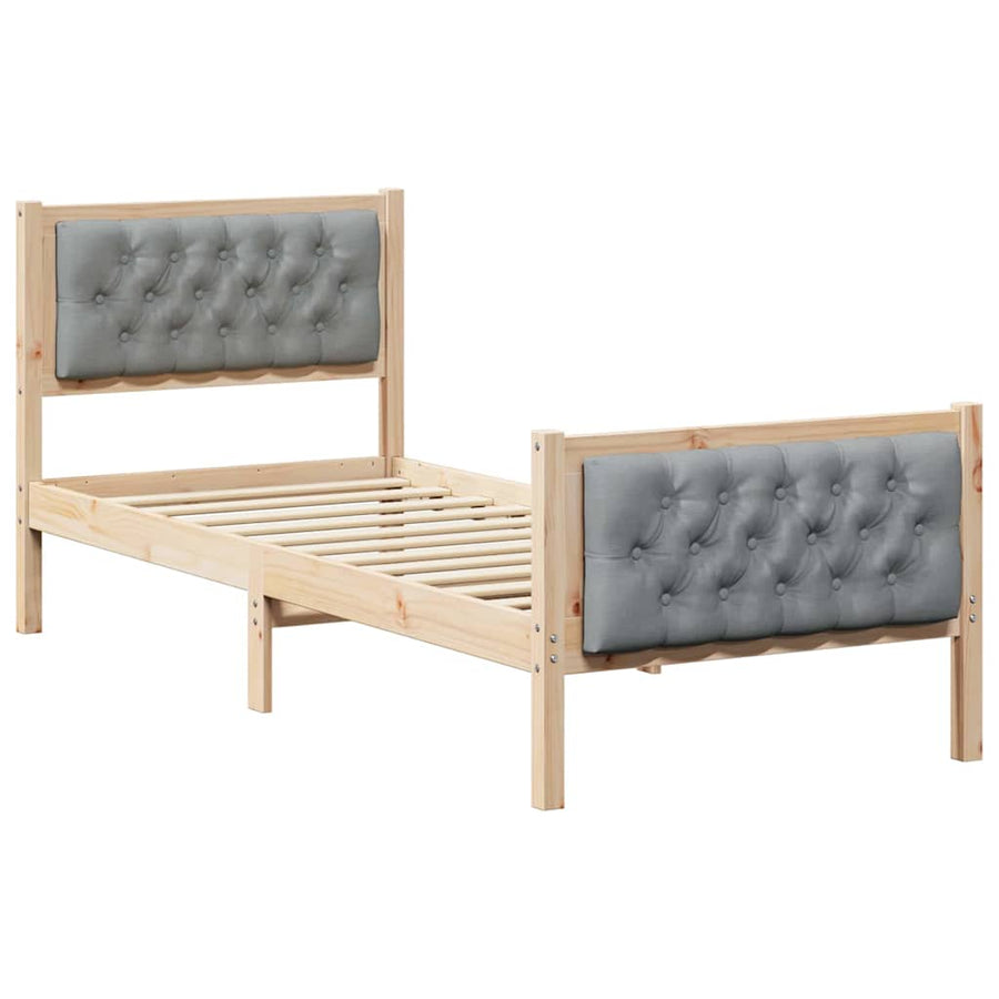 Bedframe met hoofdeinde Lichtgrijs 75 x 190 cm Stof