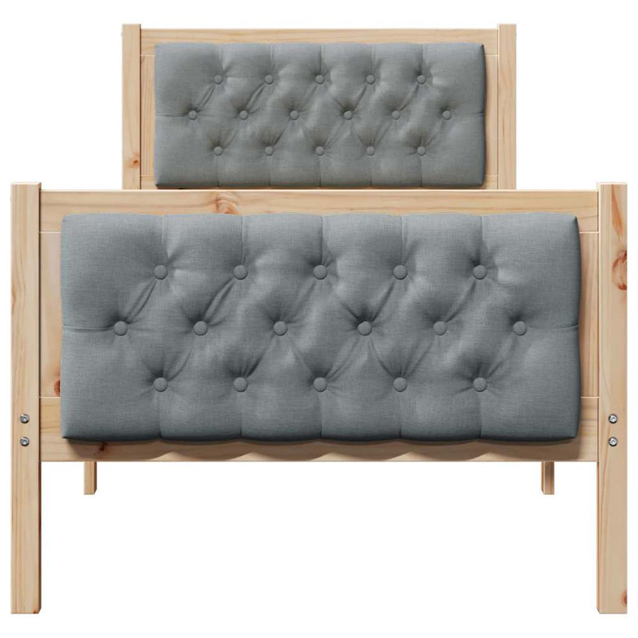 Bedframe met hoofdeinde Lichtgrijs 75 x 190 cm Stof