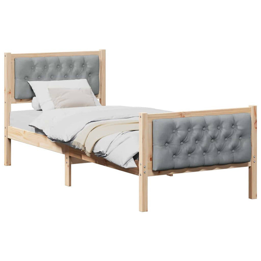 Bedframe met hoofdeinde Lichtgrijs 75 x 190 cm Stof