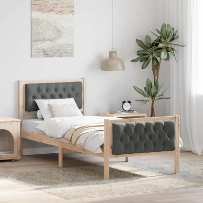 Bedframe met hoofdeinde Donkergrijs 75 x 190 cm Stof