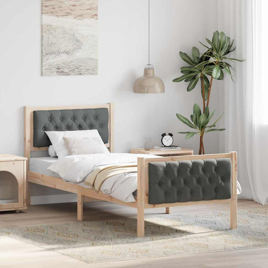 Bedframe met hoofdeinde Donkergrijs 75 x 190 cm Stof