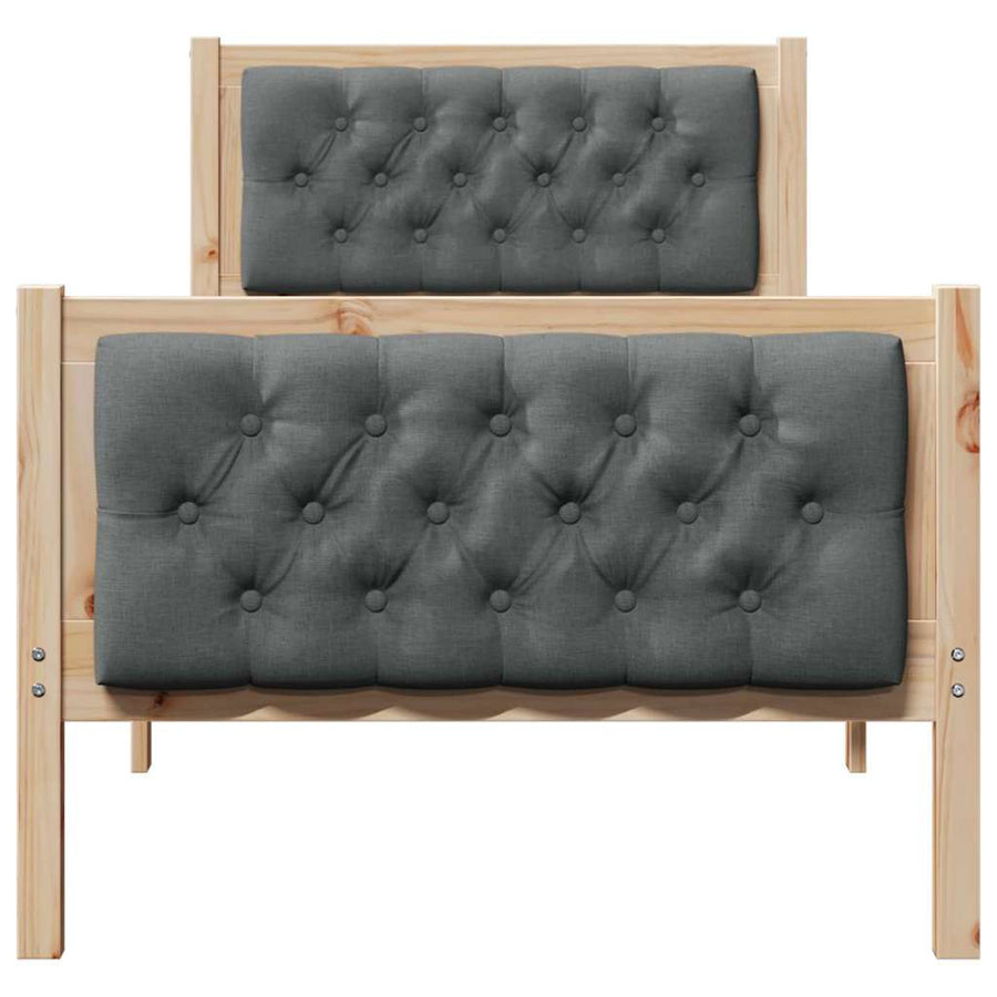 Bedframe met hoofdeinde Donkergrijs 75 x 190 cm Stof