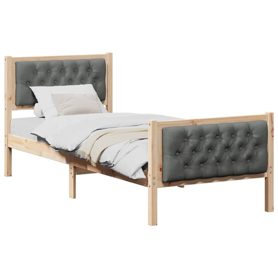 Bedframe met hoofdeinde Donkergrijs 75 x 190 cm Stof