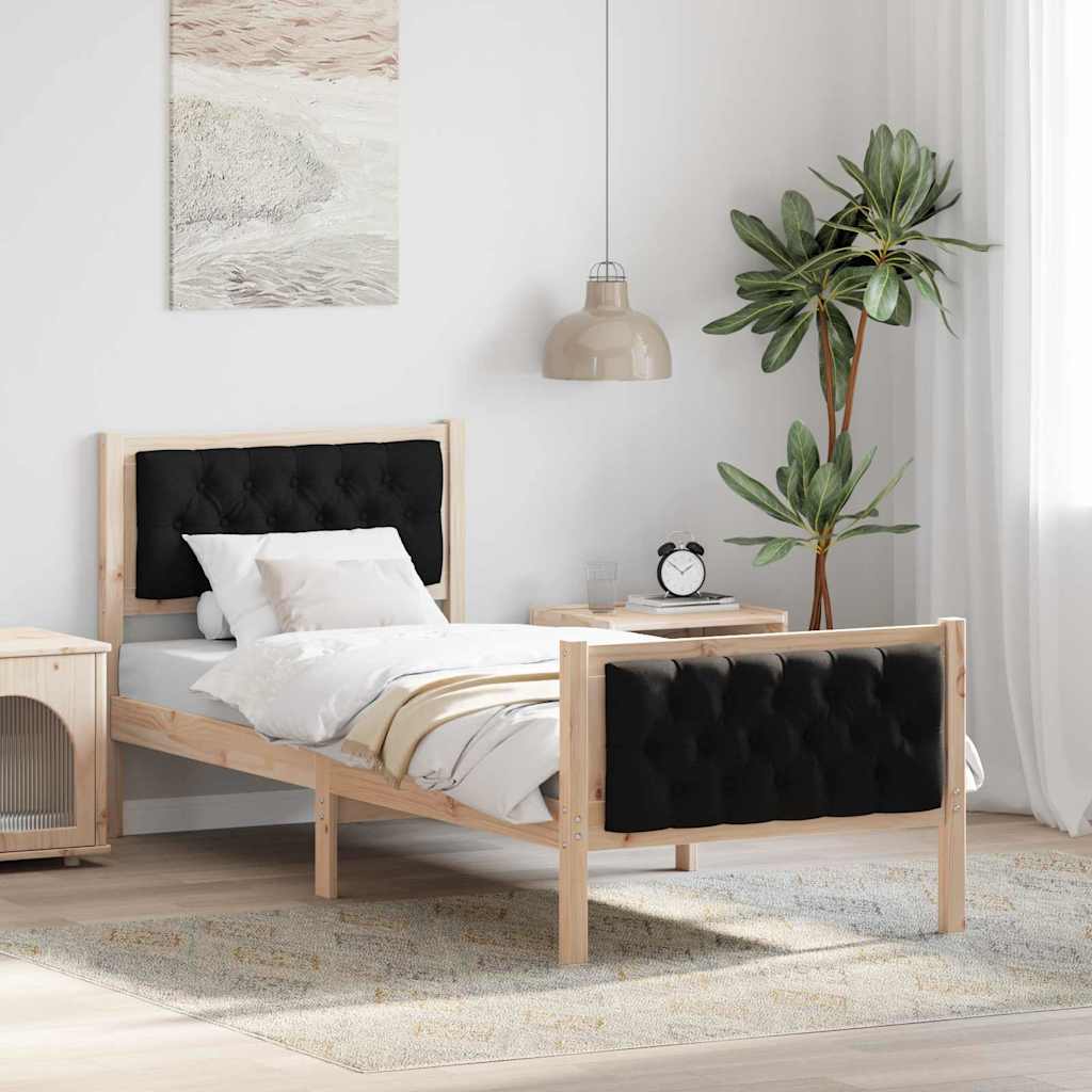 Bedframe met hoofdeinde Zwart 75 x 190 cm Stof