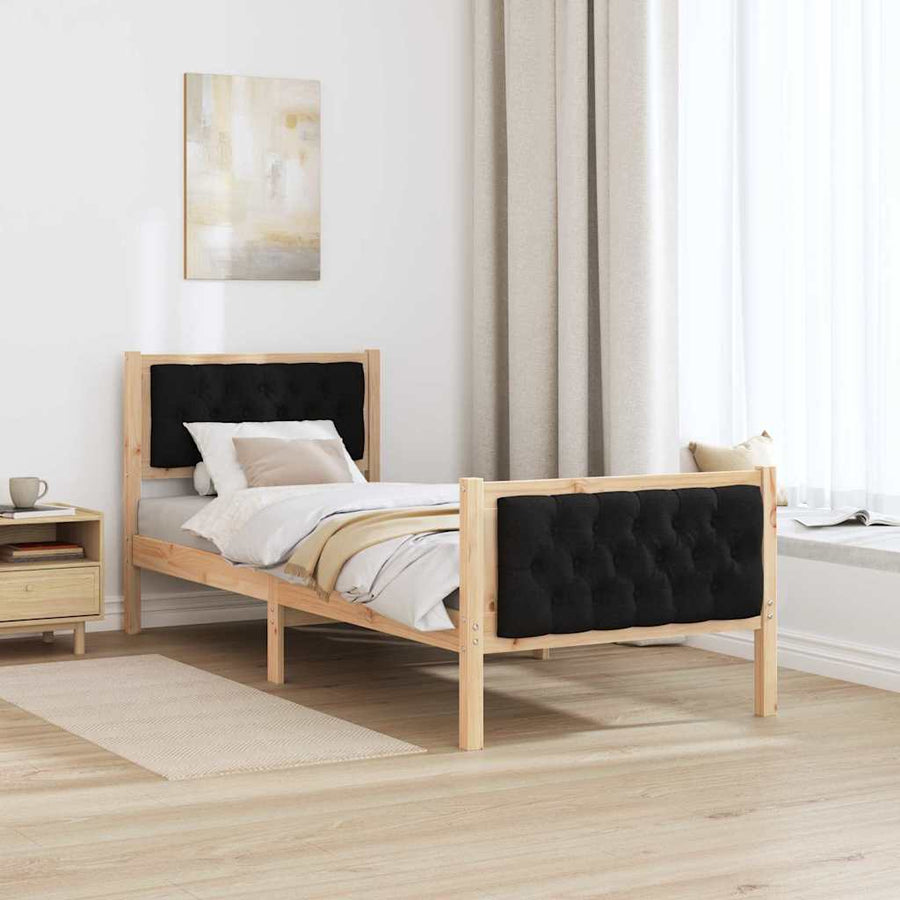 Bedframe met hoofdeinde Zwart 75 x 190 cm Stof