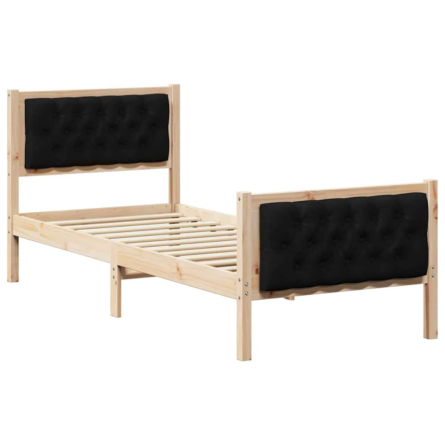 Bedframe met hoofdeinde Zwart 75 x 190 cm Stof