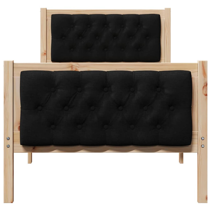 Bedframe met hoofdeinde Zwart 75 x 190 cm Stof
