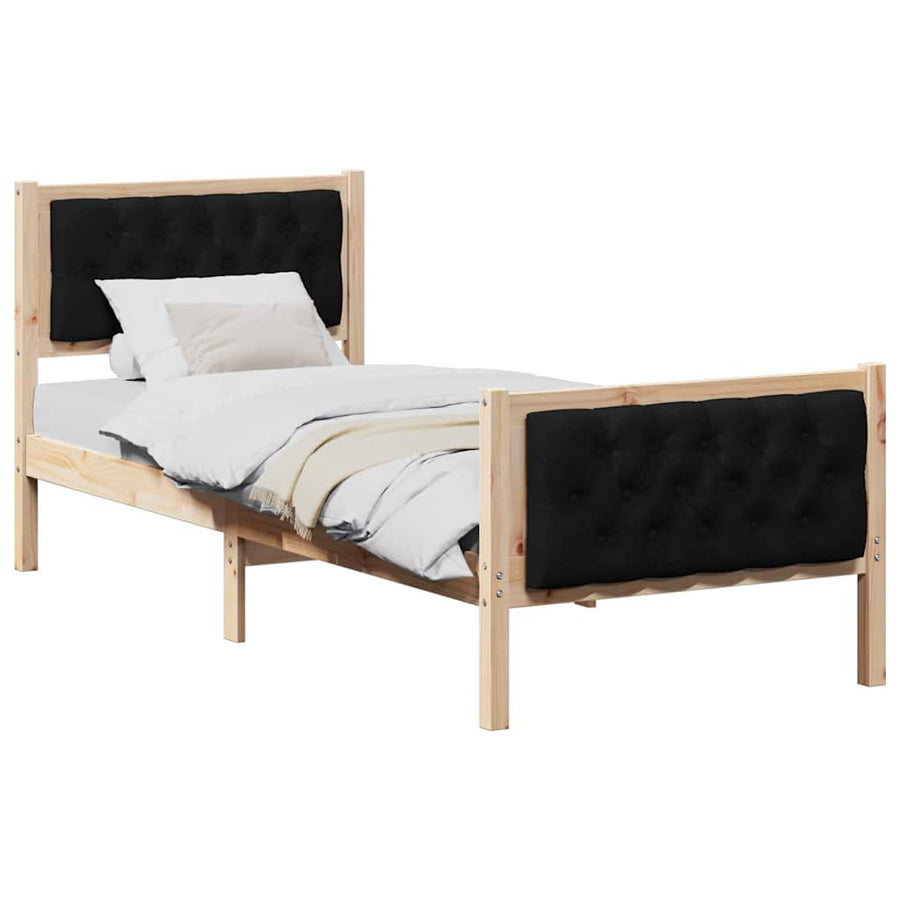Bedframe met hoofdeinde Zwart 75 x 190 cm Stof
