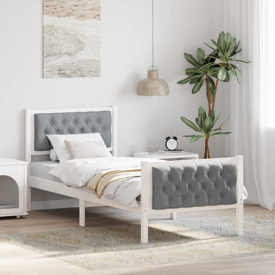 Bedframe met hoofdeinde Lichtgrijs 75 x 190 cm Stof