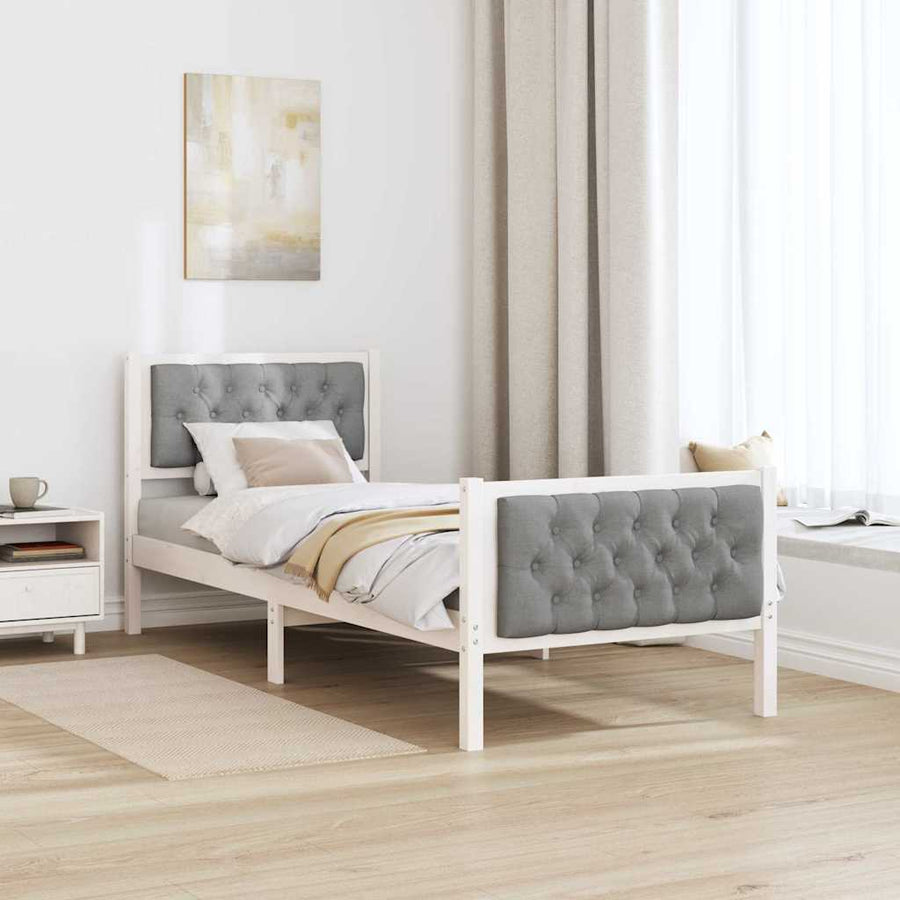 Bedframe met hoofdeinde Lichtgrijs 75 x 190 cm Stof