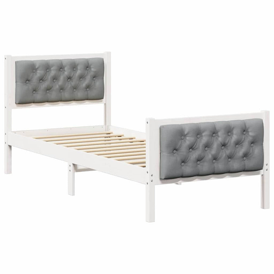 Bedframe met hoofdeinde Lichtgrijs 75 x 190 cm Stof