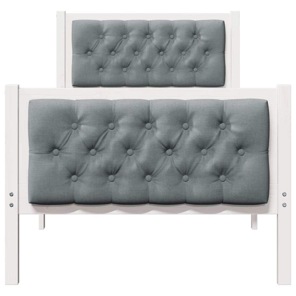 Bedframe met hoofdeinde Lichtgrijs 75 x 190 cm Stof