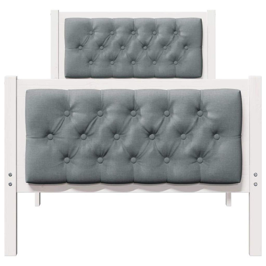 Bedframe met hoofdeinde Lichtgrijs 75 x 190 cm Stof