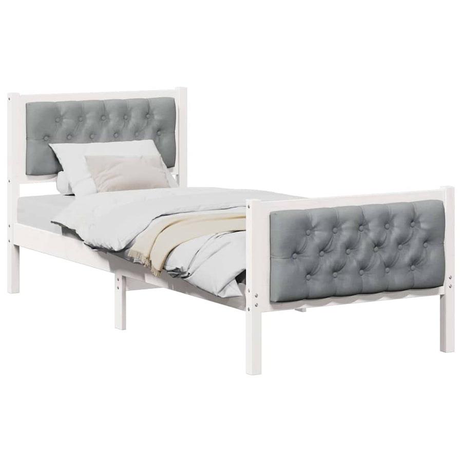 Bedframe met hoofdeinde Lichtgrijs 75 x 190 cm Stof