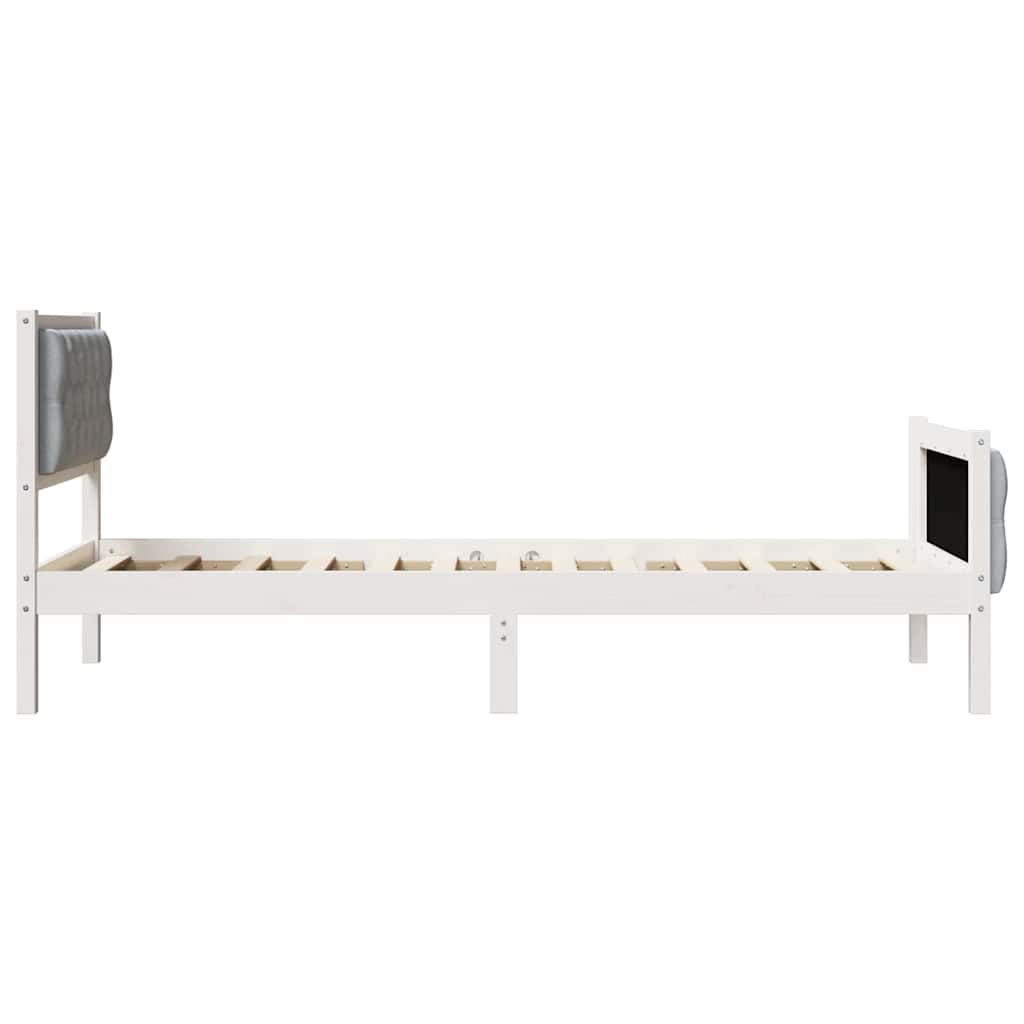Bedframe met hoofdeinde Lichtgrijs 75 x 190 cm Stof
