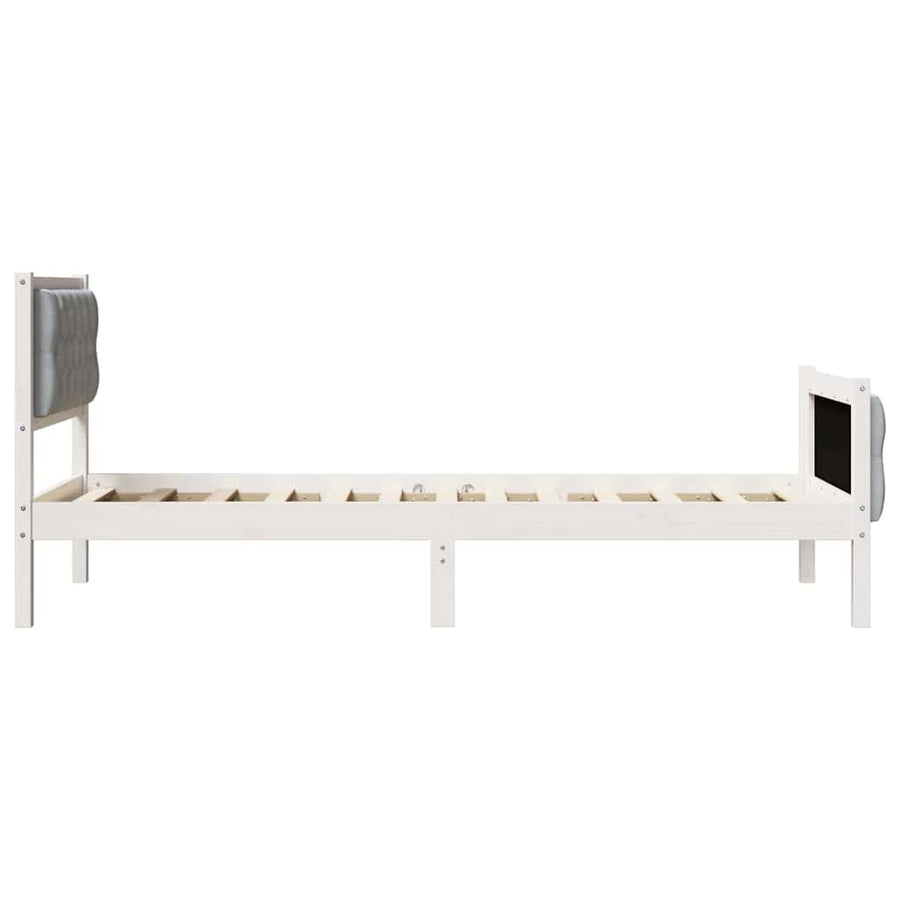 Bedframe met hoofdeinde Lichtgrijs 75 x 190 cm Stof