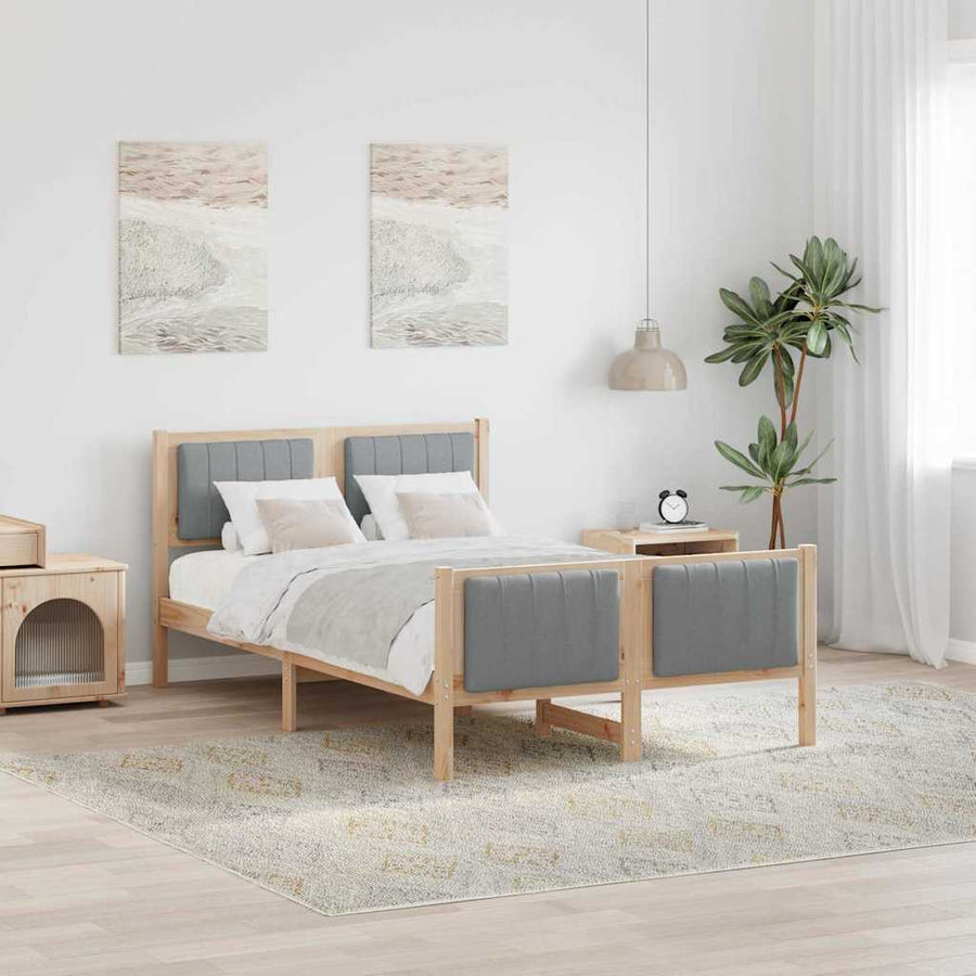 Bedframe Bruin en lichtgrijs 120 x 200 cm Massief grenenhout