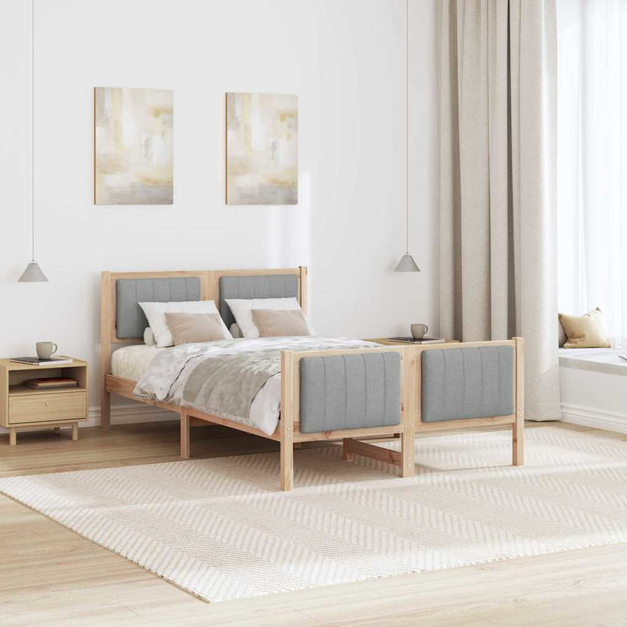 Bedframe Bruin en lichtgrijs 120 x 200 cm Massief grenenhout