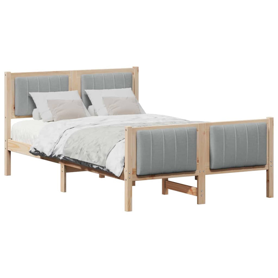 Bedframe Bruin en lichtgrijs 120 x 200 cm Massief grenenhout