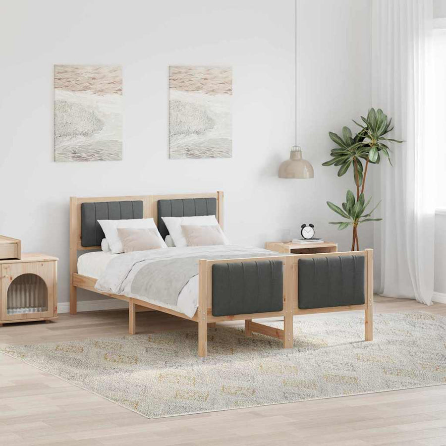 Bedframe Bruin en donkergrijs 120 x 200 cm Massief grenenhout