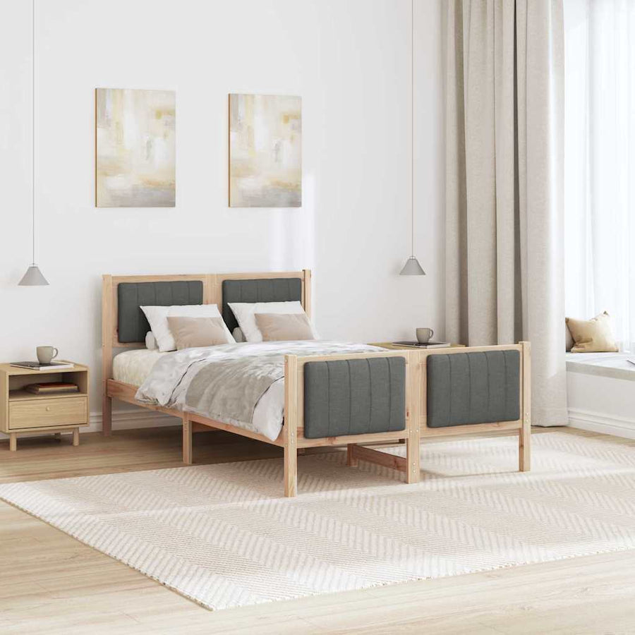 Bedframe Bruin en donkergrijs 120 x 200 cm Massief grenenhout